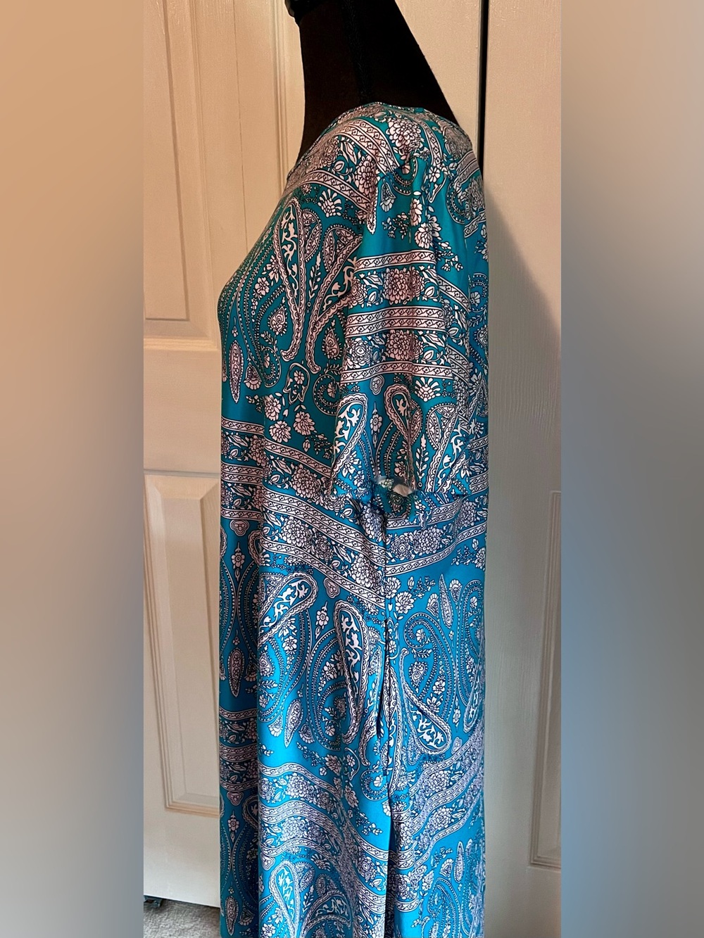 Locryz Green Paisley Short Sleeve Dress with Pockets Women’s Size Large - Picture 5 of 7